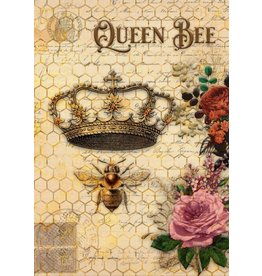 Decoupage Queen Queen Bee and Roses with Honeycomb Rice Paper A3