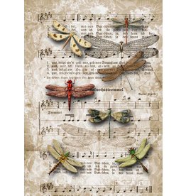 Decoupage Queen Dragonflies on SheetMusic A3