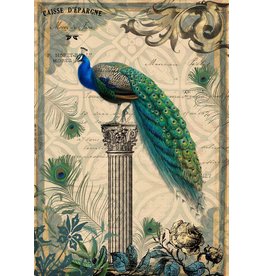 Decoupage Queen Peacock on a Pedestal A3