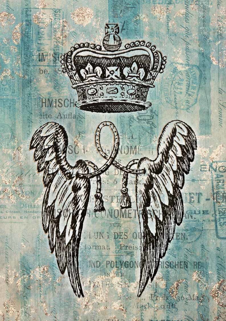 Decoupage Queen Crown and Wings A3