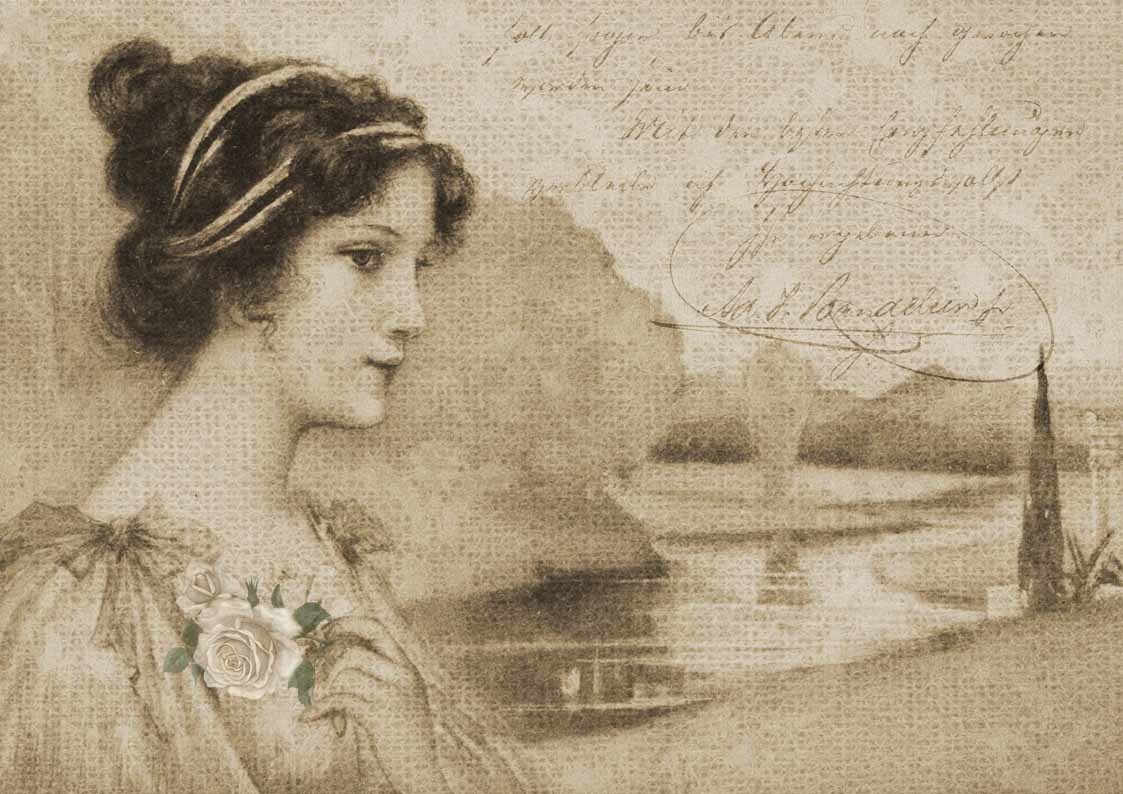 Decoupage Queen Lady at the Lake A3