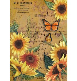 Decoupage Queen Sunflowers and Monarch Butterfly Rice Paper A4