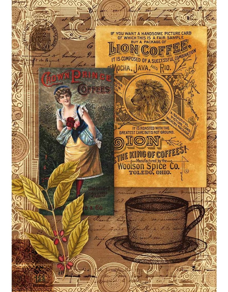 Decoupage Queen Morning Brew Coffee Collage Rice Paper A4Morning Brew Coffee Collage Rice Paper A4