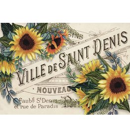 Decoupage Queen Sunflowers with Ville de St Denis Label Rice Paper A4