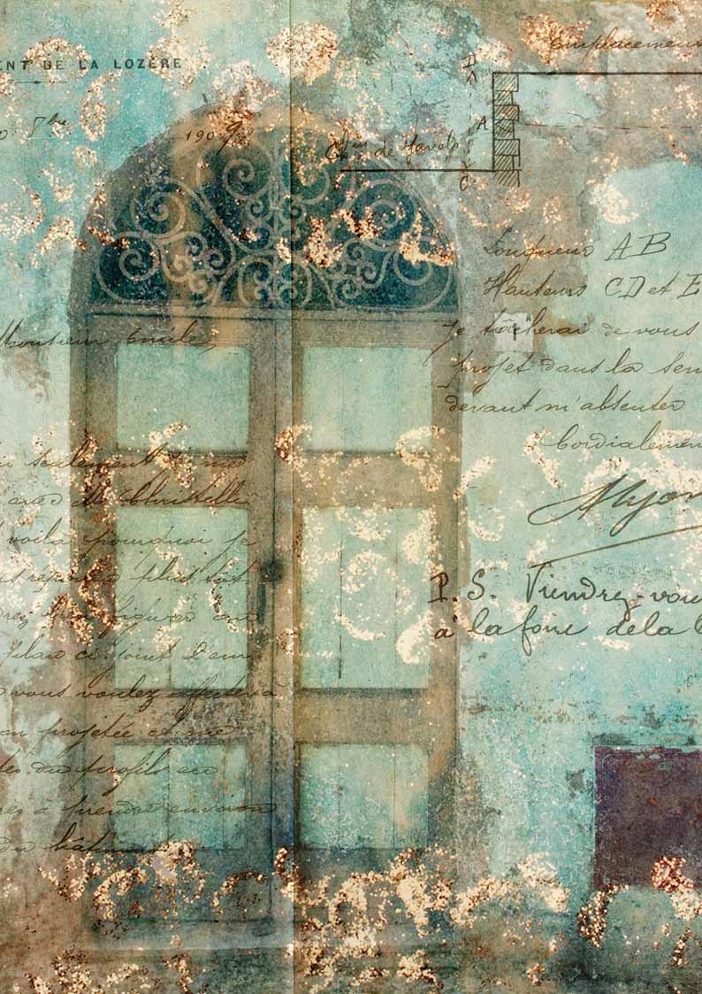 Decoupage Queen Antique Door with Scrollwork Rice Paper A4