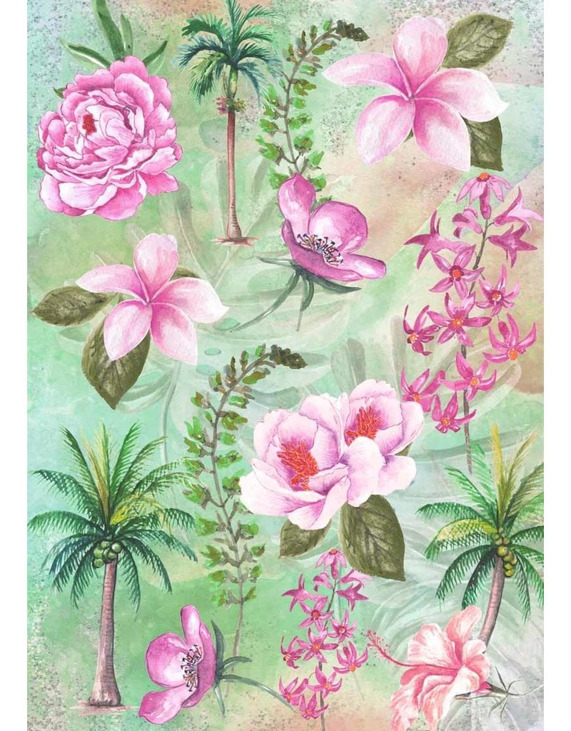 Decoupage Queen Tropical Floral Collage Rice Paper A4Tropical Floral Collage Rice Paper A4