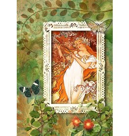 Decoupage Queen Woodland Framed Mucha Girl Rice Paper A4