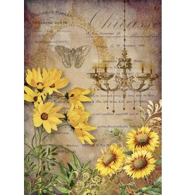 Decoupage Queen Elegant Sunflowers with Chandelier Rice Paper A4