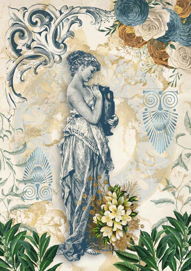 Decoupage Queen Grecian Goddess with Urns Rice Paper A4