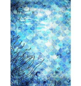 Decoupage Queen Deep Blue Mermaid Scales A4