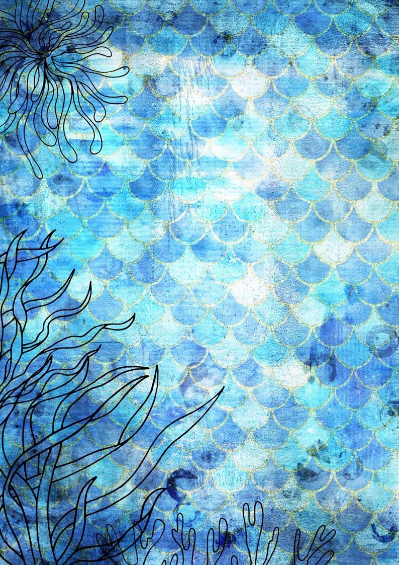 Decoupage Queen Deep Blue Mermaid Scales A4