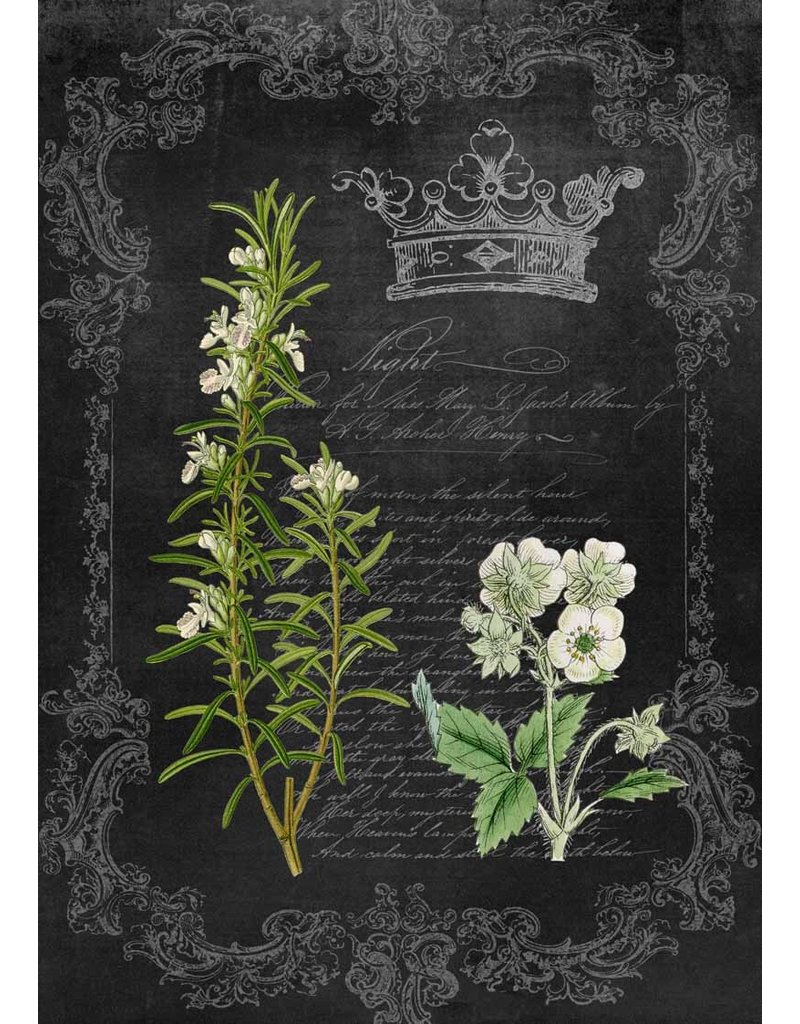 Decoupage Queen Rosemary and Wildflower Chalkboard A4