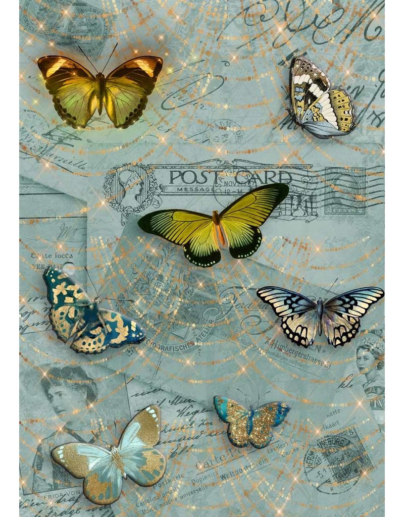 Decoupage Queen Painted Butterflies on Postcards A4