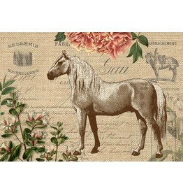 Decoupage Queen Vintage Burlap Horse A4
