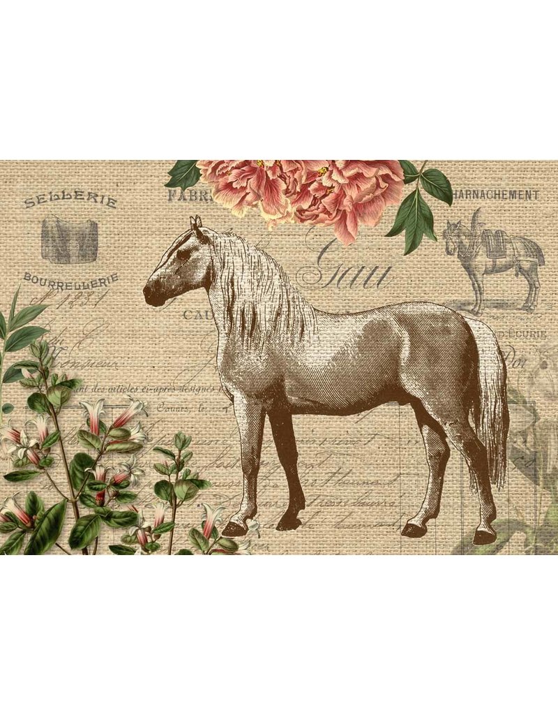 Decoupage Queen Vintage Burlap Horse A4