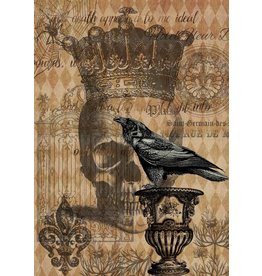 Decoupage Queen Halloween Raven with Skull and Gate A4