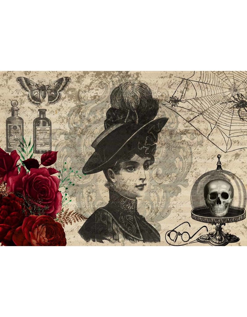 Decoupage Queen Halloween Creepy Portrait A4