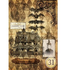 Decoupage Queen Halloween Haunted House with Witch A4