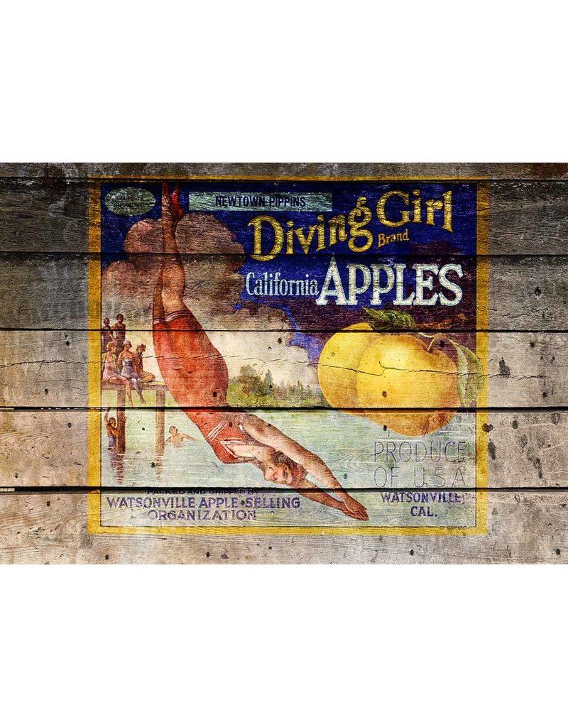 Decoupage Queen Diving Girl Antique Crate A4Diving Girl Antique Crate A4