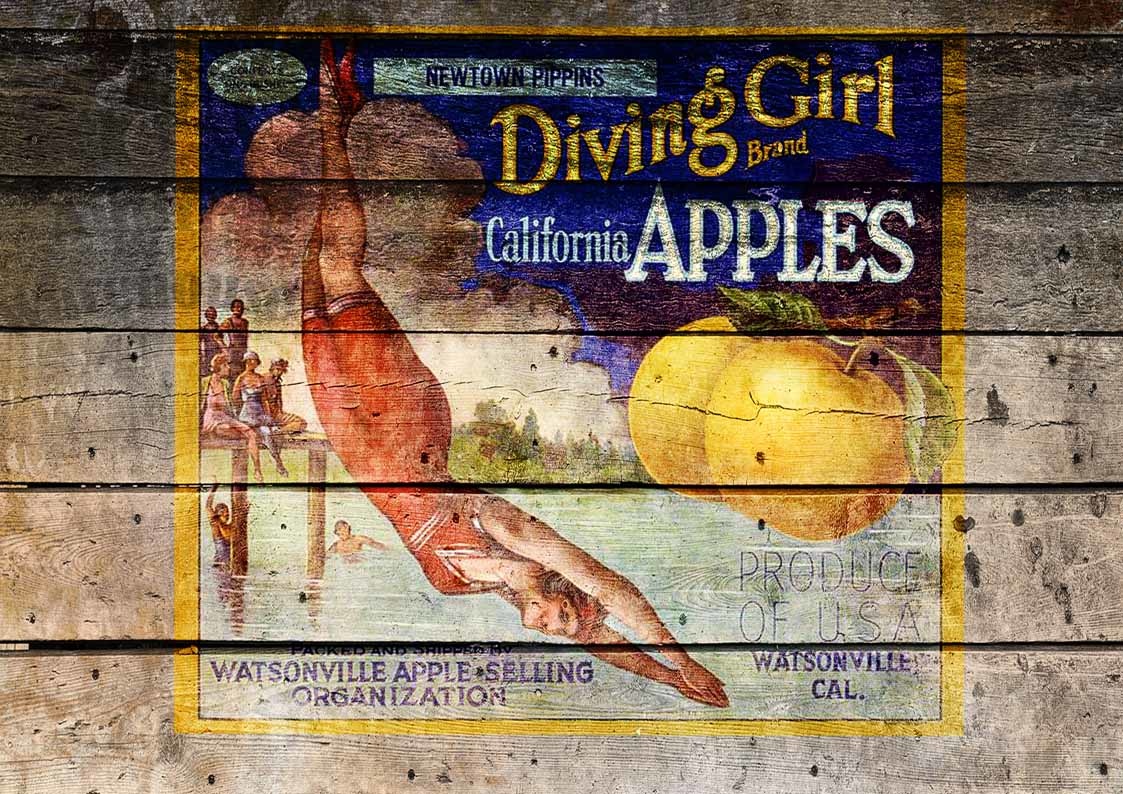 Decoupage Queen Diving Girl Antique Crate A4