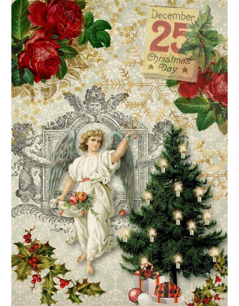 Decoupage Queen Christmas Angel with Tree A4Christmas Angel with Tree A4