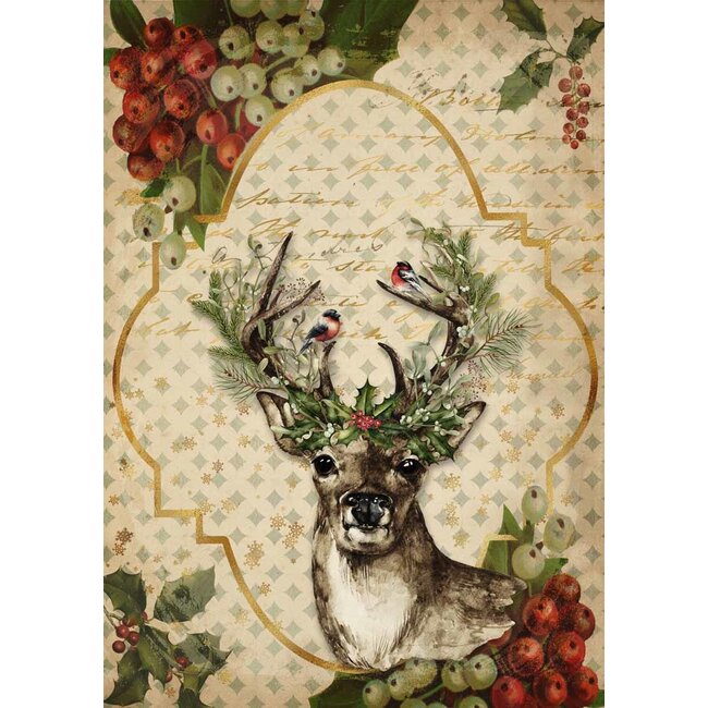 Decoupage Queen Christmas Reindeer A4