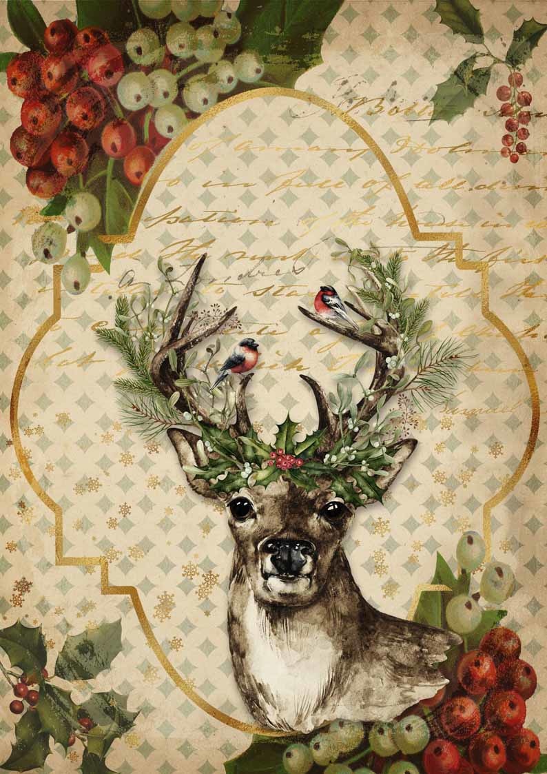 Decoupage Queen Christmas Reindeer A4