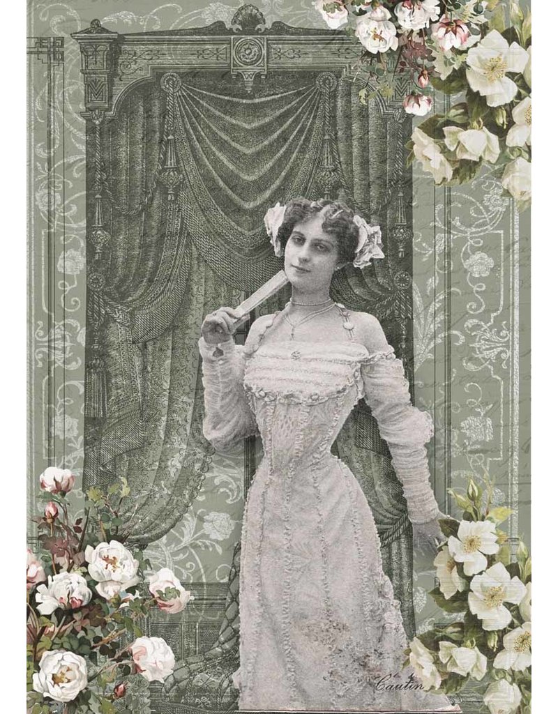 Decoupage Queen French Lady in Green Room A4French Lady in Green Room A4