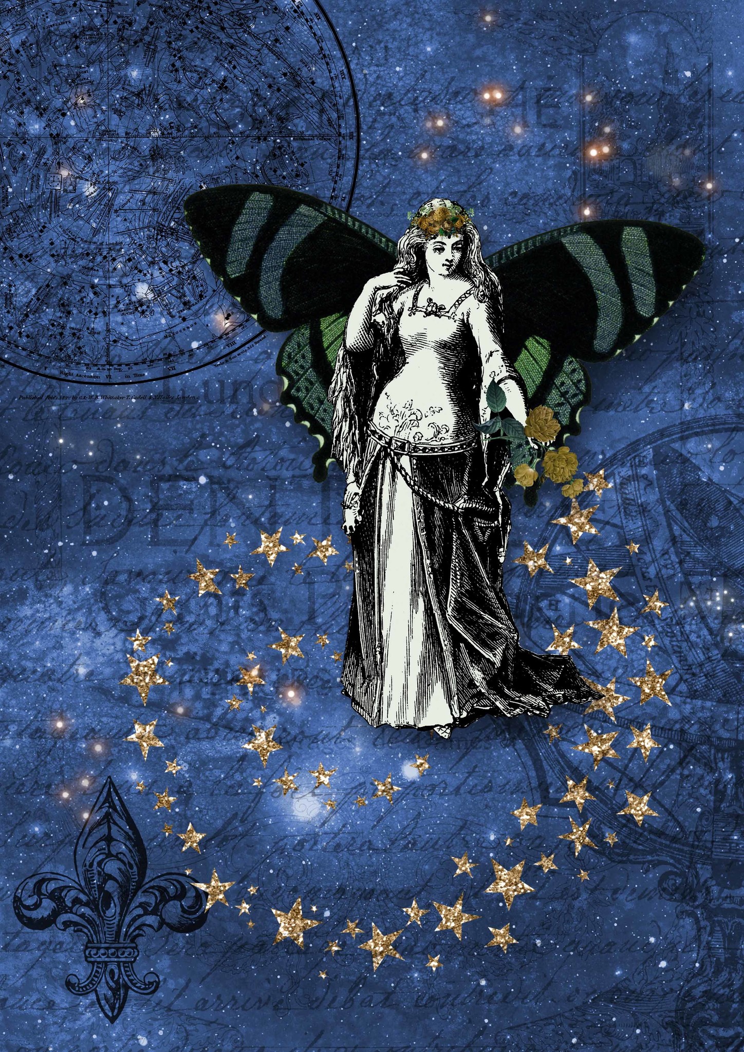 Decoupage Queen Blue Cosmic Fairy A4