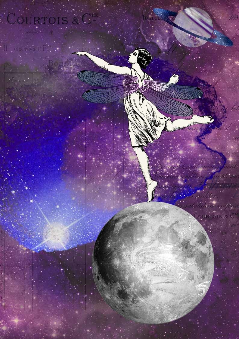 Decoupage Queen Dancing on the Moon A4
