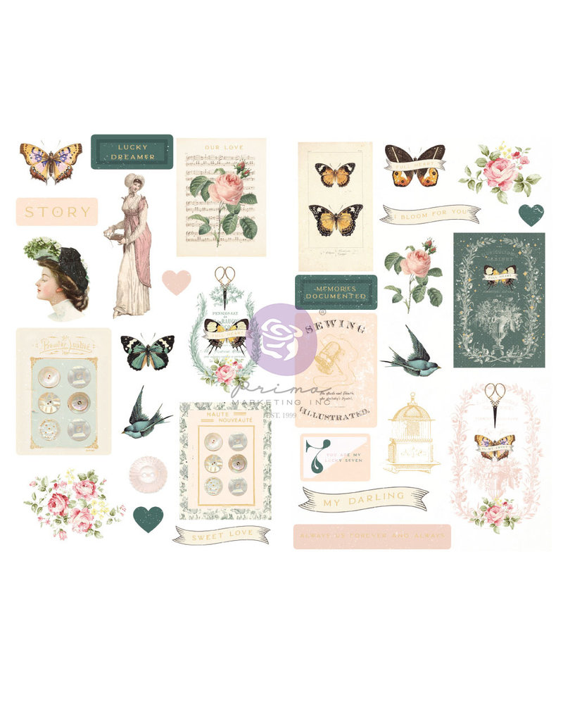 Prima Marketing My Sweet Collection Chipboard Stickers - 31 pcs w/ foil details / chipboard stickers