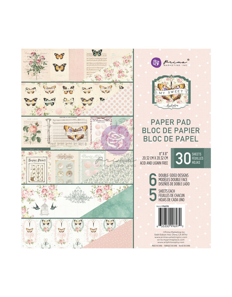 Prima Marketing My Sweet Collection 8x8 Paper Pad - 30 sheets / paper pad