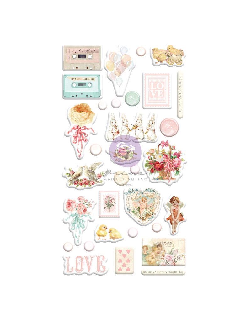 Prima Marketing Magic Love Collection Puffy Stickers - 32 pcs / stickers