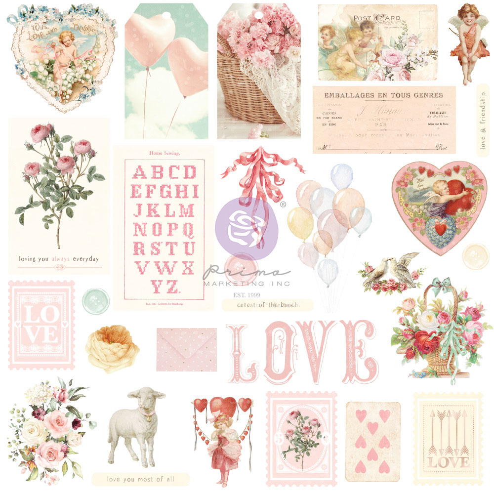 Prima Marketing Magic Love Collection Ephemera - 29 pcs w/ foil details / paper