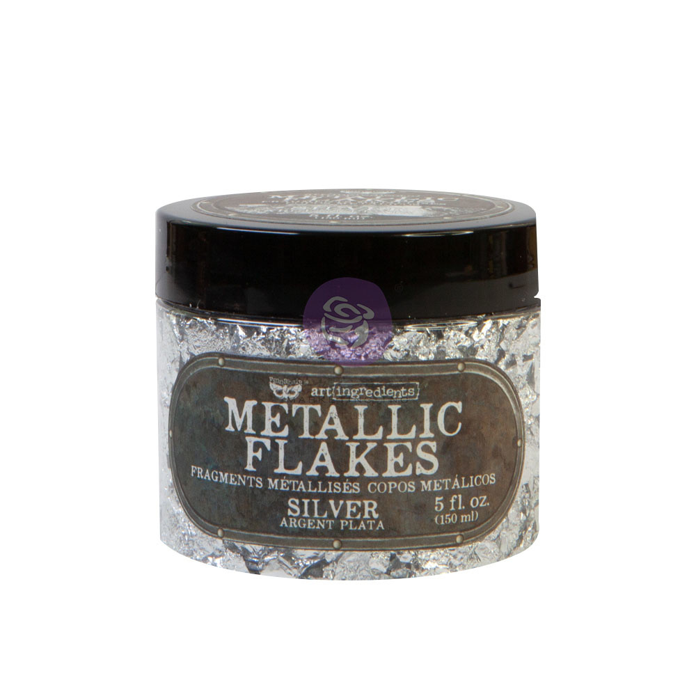Prima Marketing Art Ingredients - Metal Flakes - Silver - 1 jar, total weight 30g including container / foil