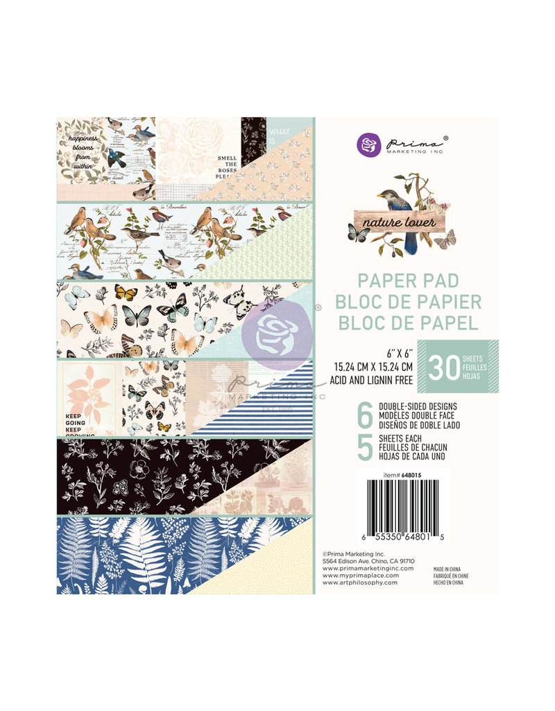 Prima Marketing Nature Lover Collection 6x6 Paper Pad - 30 sheets / paper pad