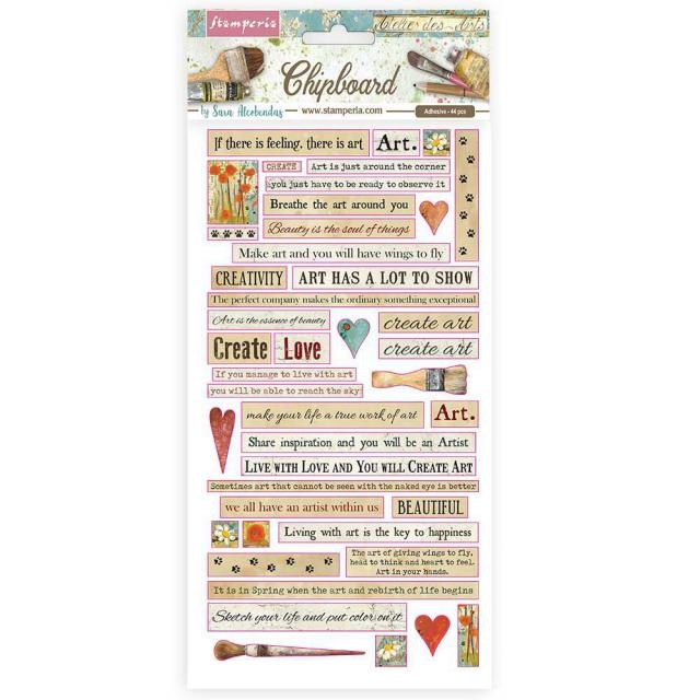Stamperia Chipboard cm 15x30 - Atelier quotes