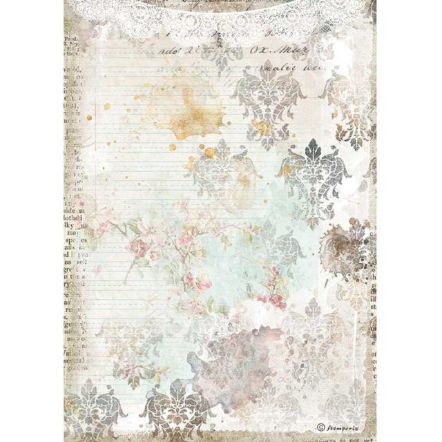 Stamperia A4 Rice paper packed - Romantic Journal texture with lace