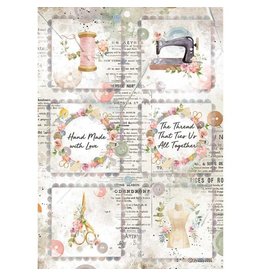 Stamperia A4 Rice paper packed - Romantic Threads mini cards