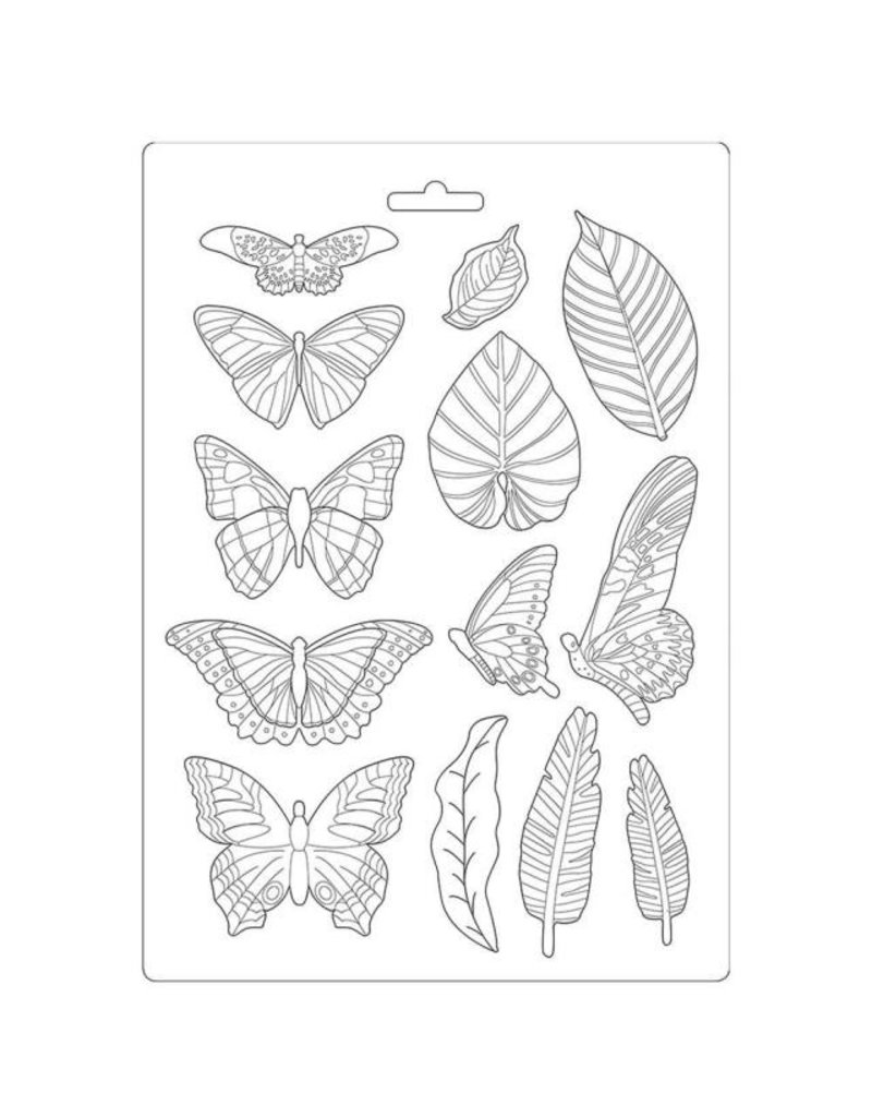 Stamperia Soft Mould A4 - Amazonia leaves and butterflies