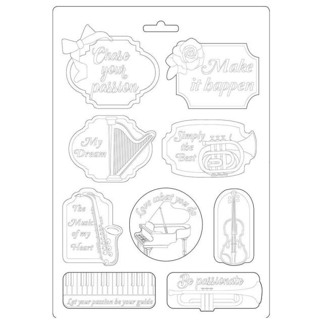 Stamperia Soft Mould A4 - Passion music and tag
