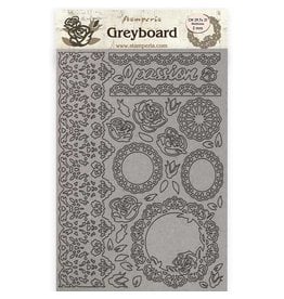 Stamperia A4 Greyboard /2 mm - Passion lace and roses