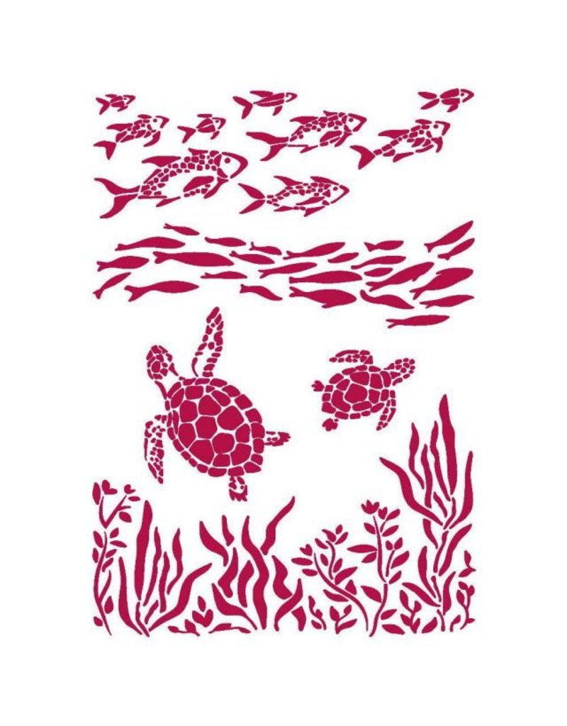 Stamperia Stencil G 21x29,7 cm - Romantic Sea Dream fish and turtles