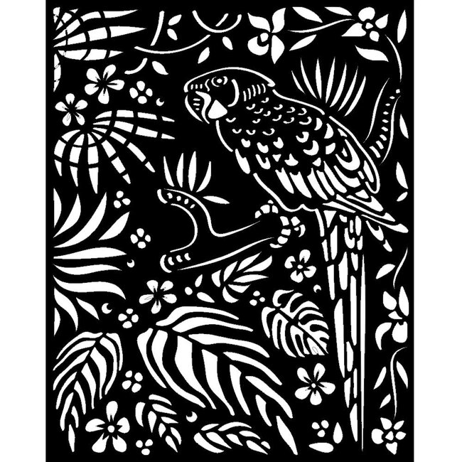 Stamperia Thick Stencil 20x25 cm - Amazonia parrot