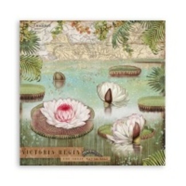 Stamperia Dubbelzijdig Scrapbook Papier - Amazonia water lily