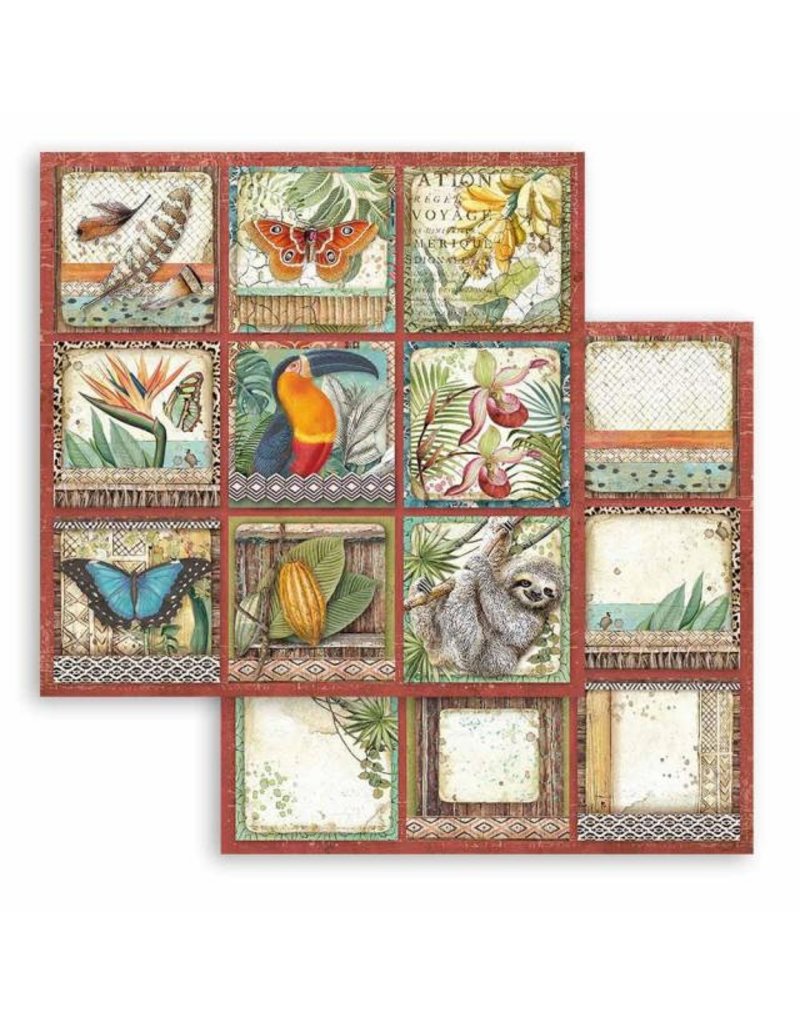 Stamperia Scrapbooking paper double face - Amazonia square tags