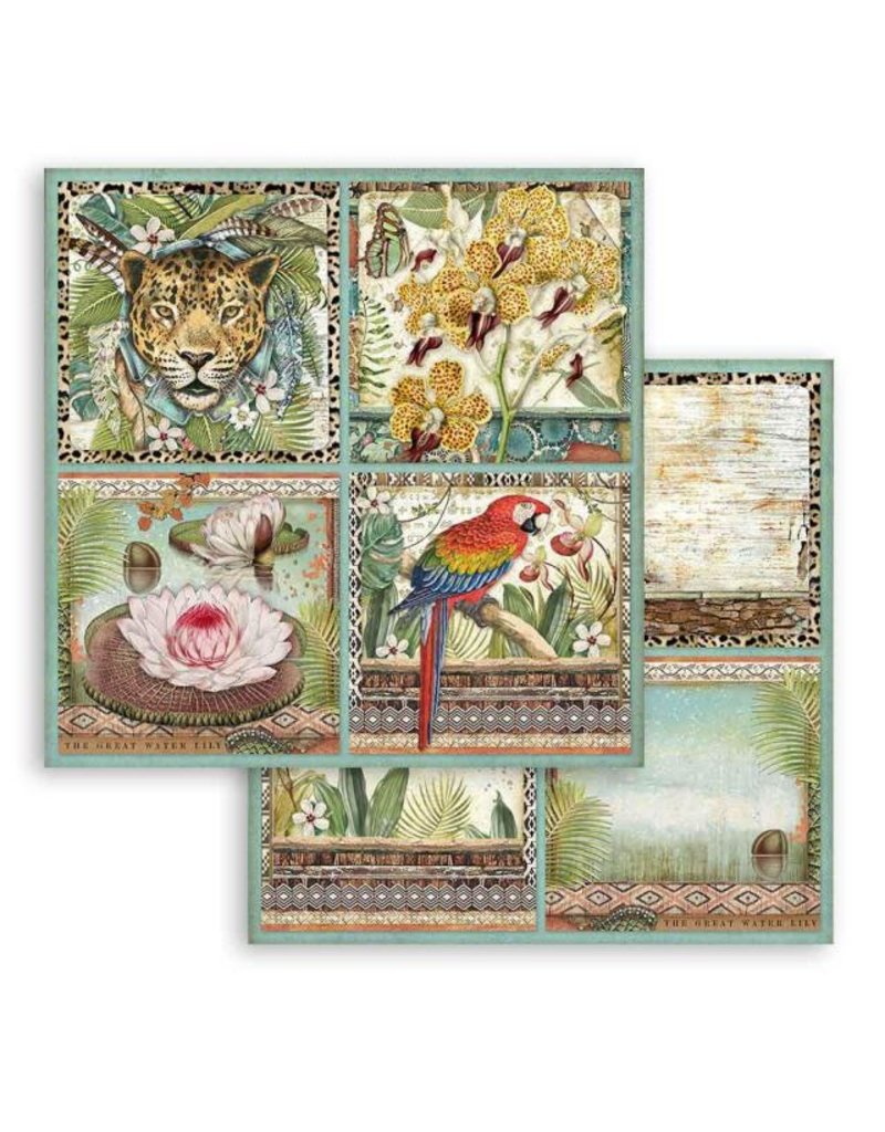 Stamperia Scrapbooking paper double face - Amazonia square tags