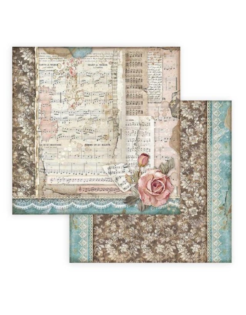 Stamperia Scrapbooking paper double face - Passion roses and music