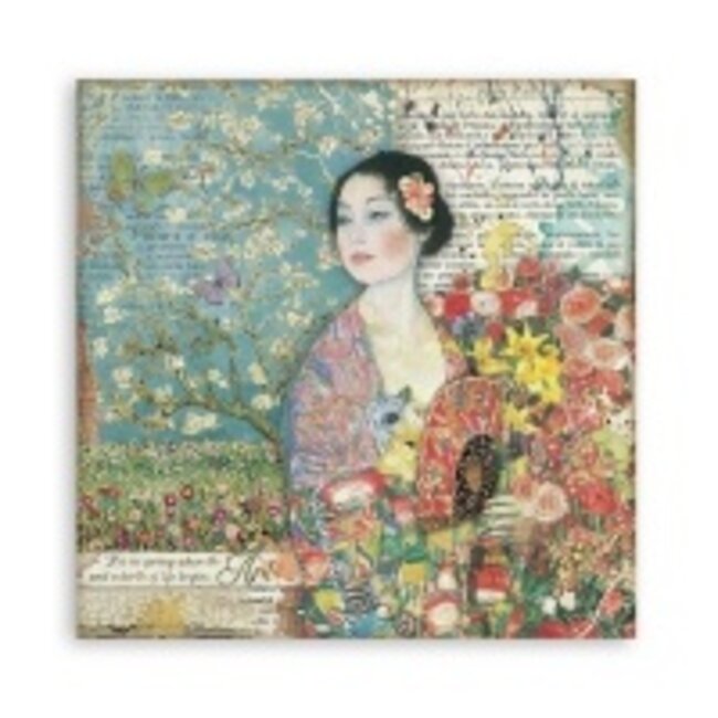 Stamperia Scrapbooking paper double face - Dame with fan