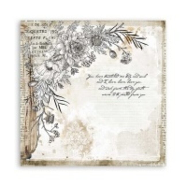 Stamperia Dubbelzijdig Scrapbook Papier - Romantic Journal corner with flower